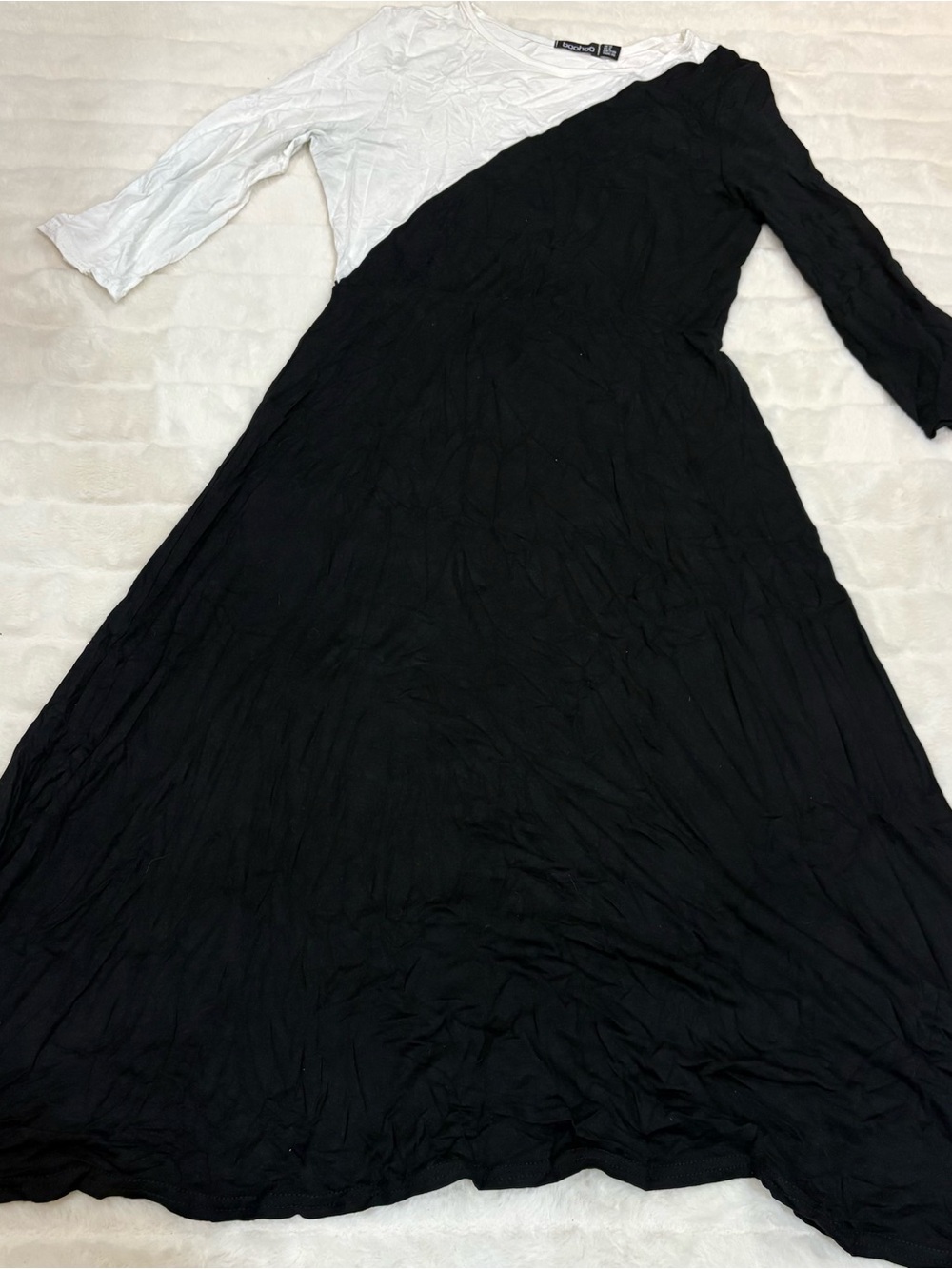 Boohoo Black & White Two-Tone Maxi Dress